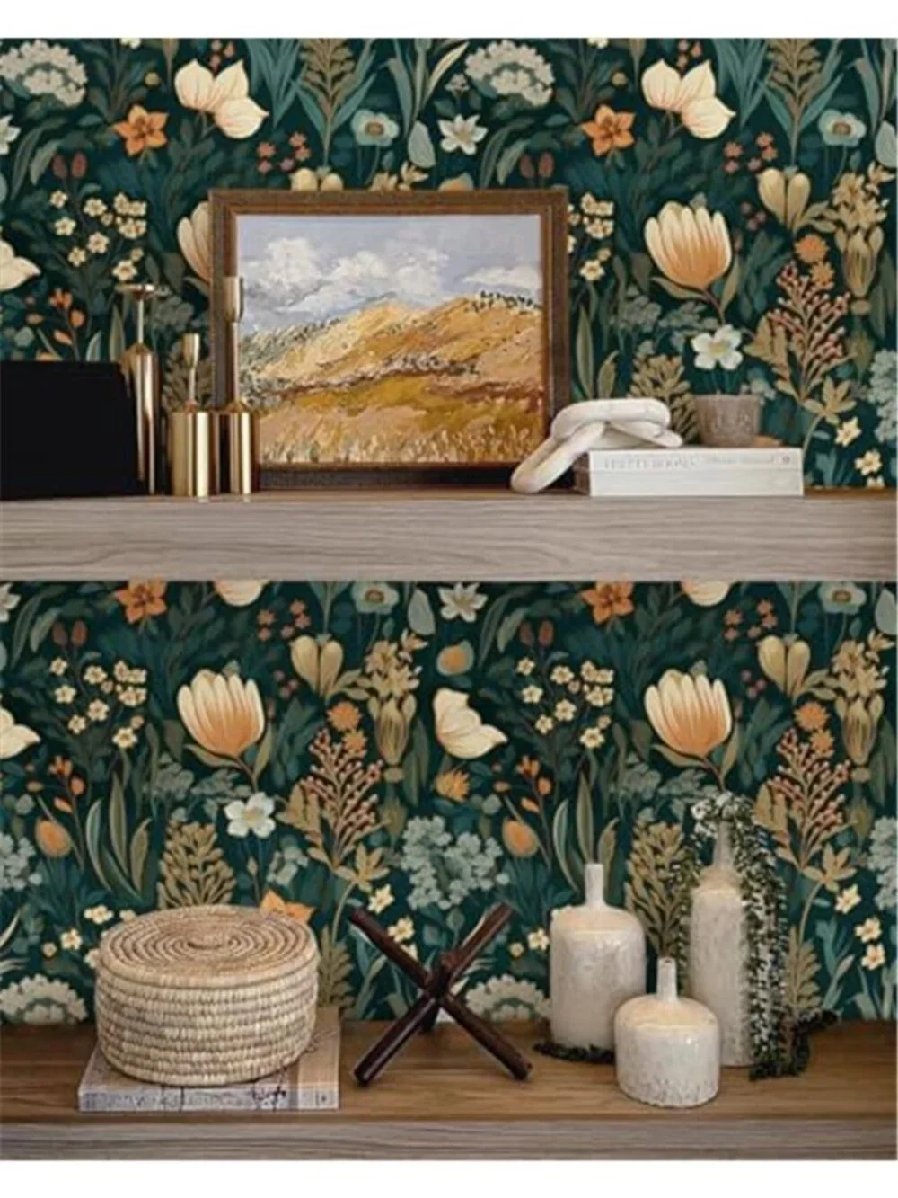 Dark Floral Peel Stick Wallpaper Vintage Vinyl Removable Contact Paper Decor